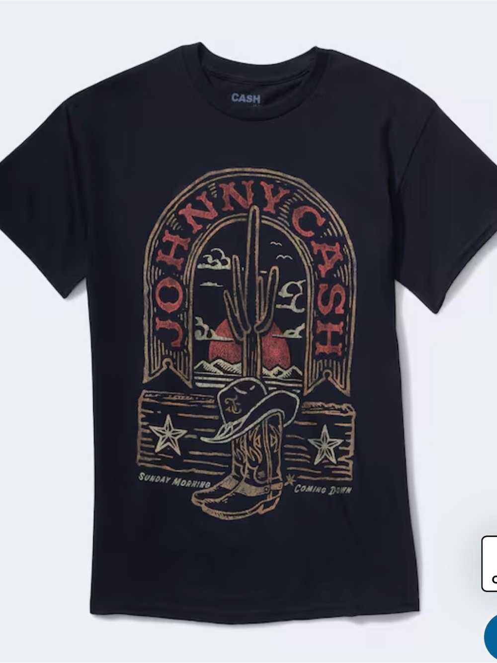 Cash Black Short Sleeve Graphic Tee - Johnny Cash Design